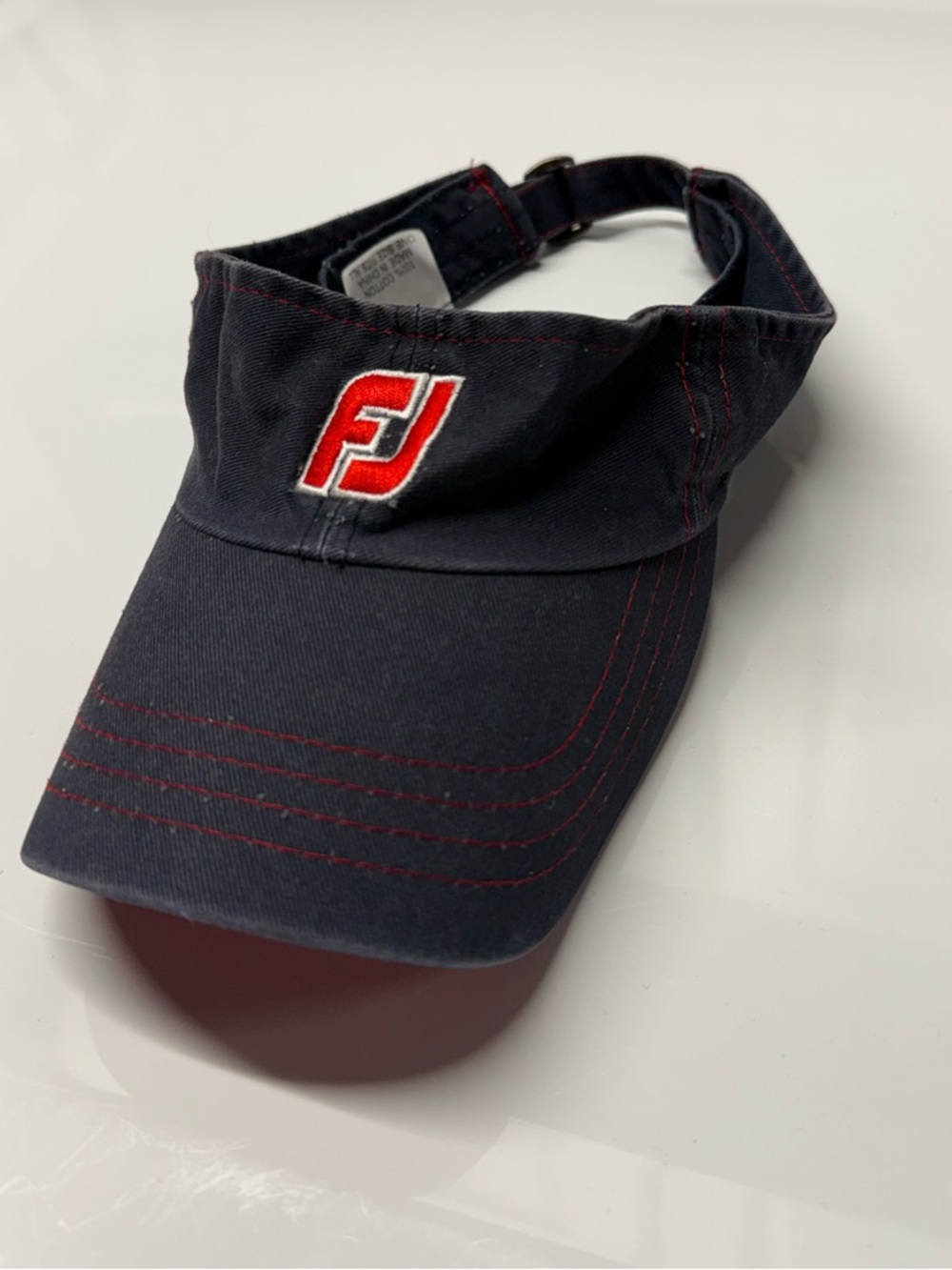 VTG FootJoy FJ Navy Golf Visor Hat with Red Embroidered FJ Logo Athletic